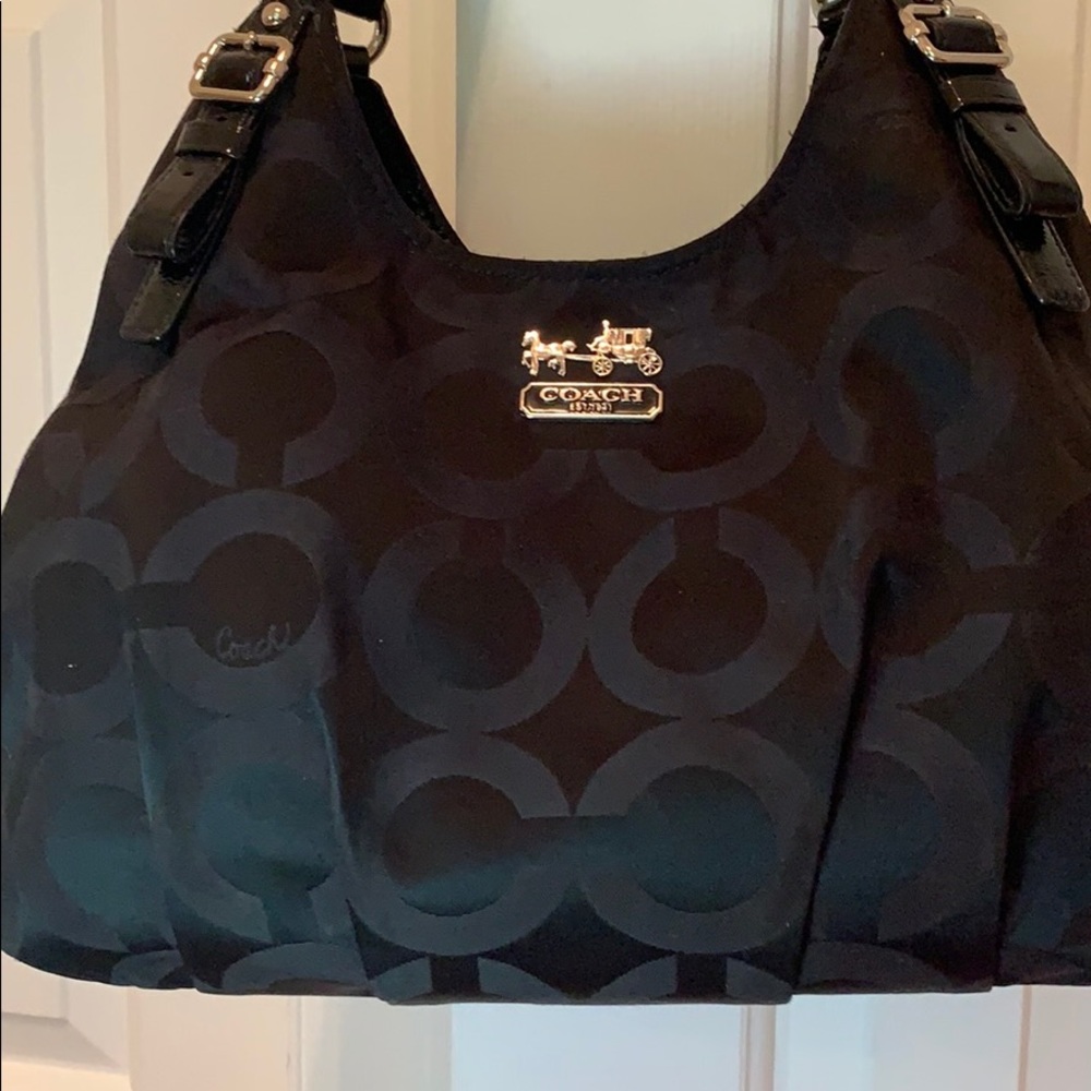 Coach 17689 Madison OpArt Sateen Maggie Black Bag